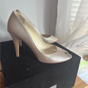 CHANEL Cream Peep-Toe Heels